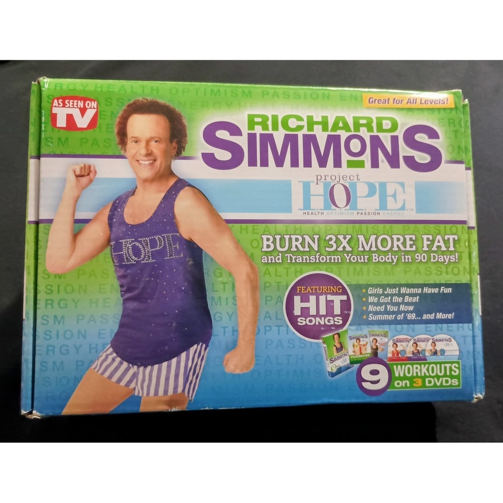 Richard Simmons Project Hope Workout System 3 DVDs Burn Fat Nutrition Cardio
